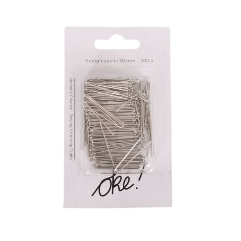 SACHET DE 6 / EPINGLES ACIER 30 MM. 300 PCS.